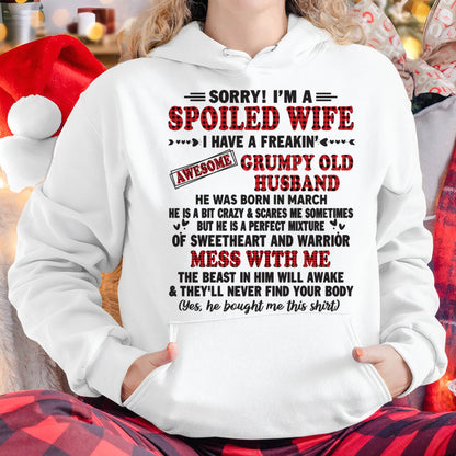 MARCH - SPOILED WIFE OF AWESOME GRUMPY OLD HUSBAND - PERFECT GIFT  FROM HUSBAND - NGHL03 (SKU12-111-03)