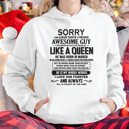 March - Sorry I am already taken by a freaking awesome guy - Gift for Wife From Husband - NGHL03 (SKU08-25-03)