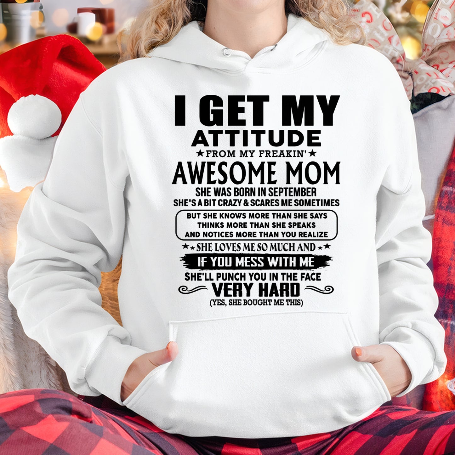 Thanks Mom - I GET MY ATTITUDE FROM MY FREAKIN' AWESOME MOM - Gift for Son and Daughter From Mom - NGHL09 (SKU-TMD-CU-09)