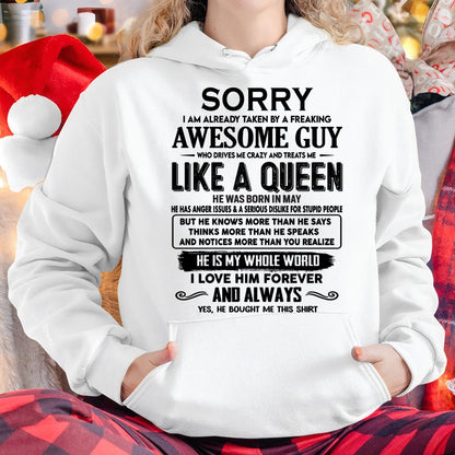 May - Sorry I am already taken by a freaking awesome guy - Gift for Wife From Husband - NGHL05 (SKU-SRG-05)