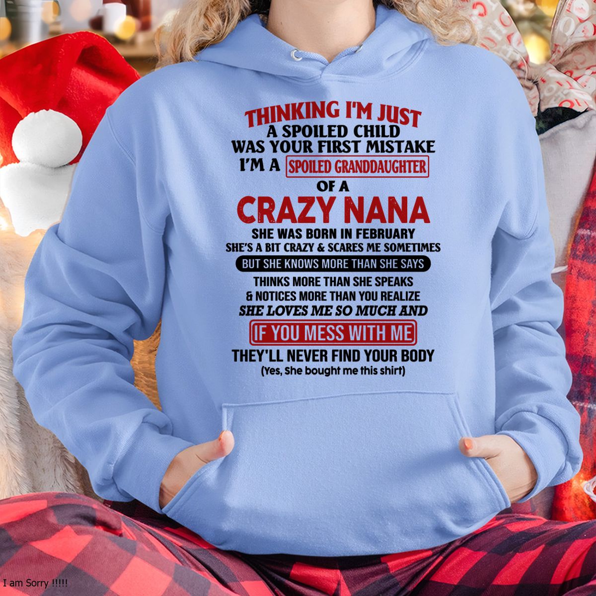 SPOILED GRANDDAUGHTER OF A CRAZY NANA T-SHIRT February Edition - From grandma to granddaughter - NGHL02 (SKU07-129-02)