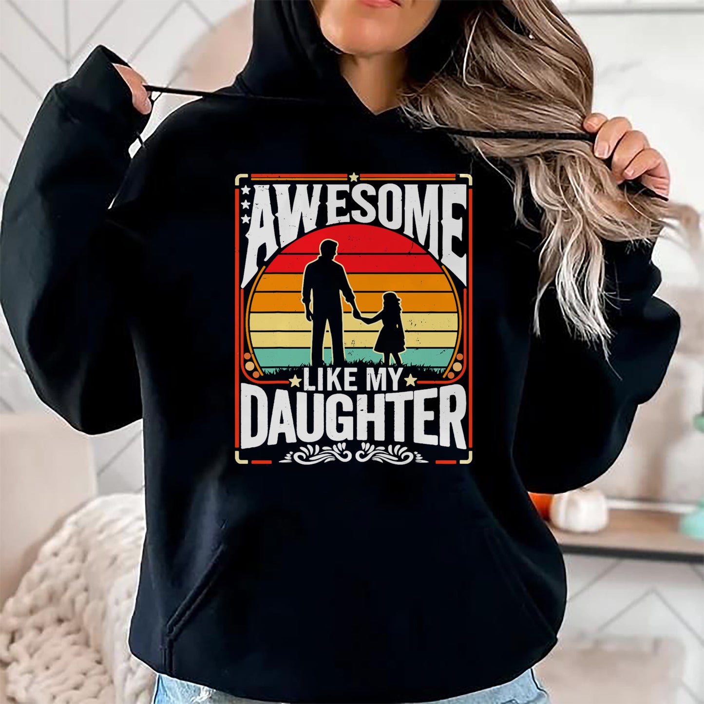Awesome Like My Daughter Funny Father’s Day Gifts Dad Retro T-Shirt - Gift for Daughter from Dad - NGHL00 Hoodie (SKU-T1410DD-A01)