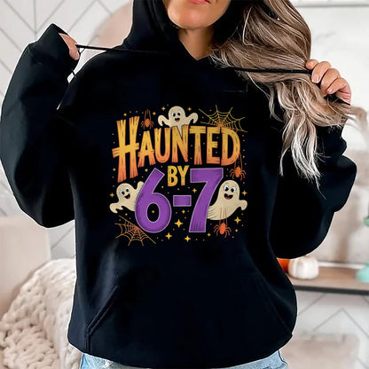 Haunted by 6-7 Halloween Ghosts and Spiders Design T-Shirt - Halloween Unisex T-Shirt/Hoodie - NGHL00