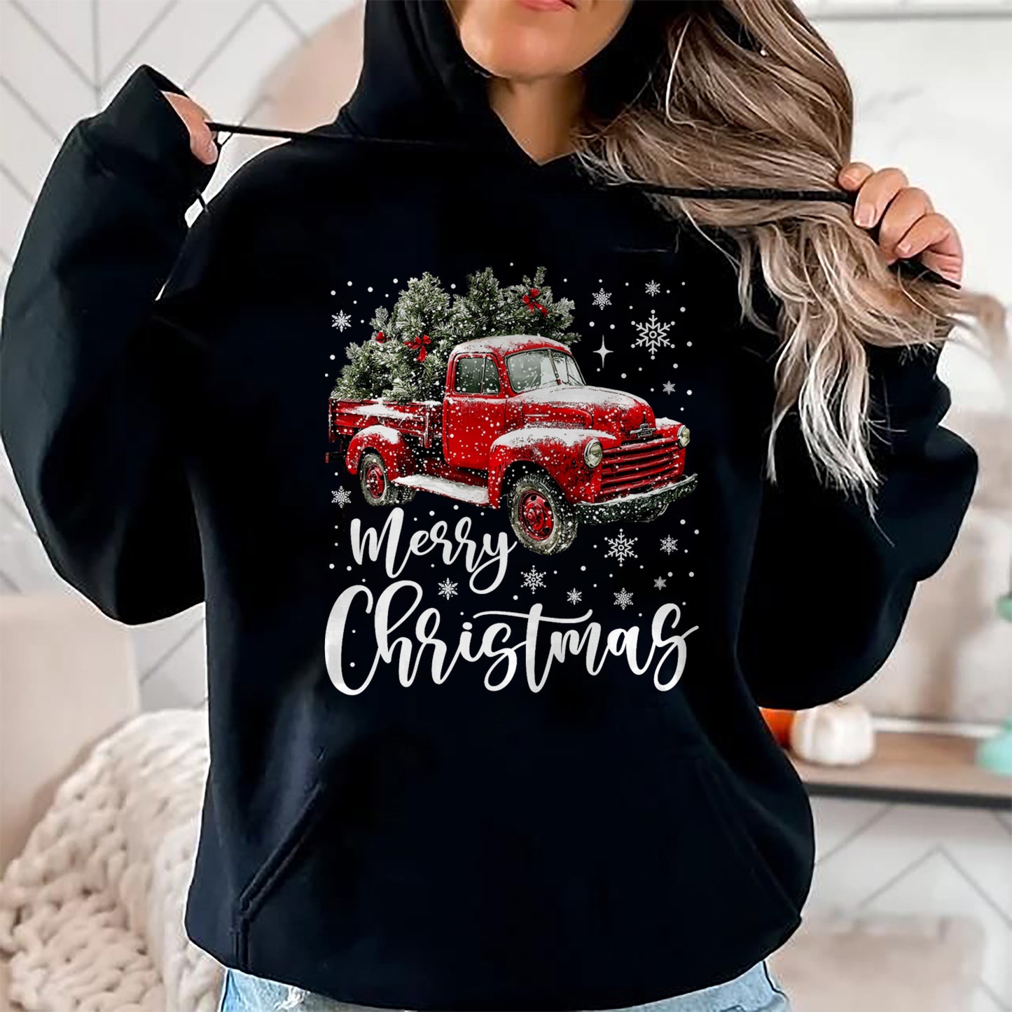 Merry Christmas Red Truck Family Matching Christmas Pajama T-Shirt - Christmas Unisex T-Shirt/Hoodie/Sweatshirt - NGHL00