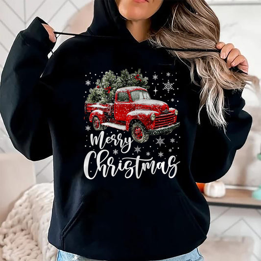 Merry Christmas Red Truck Family Matching Christmas Pajama T-Shirt - Christmas Unisex T-Shirt/Hoodie/Sweatshirt - NGHL00