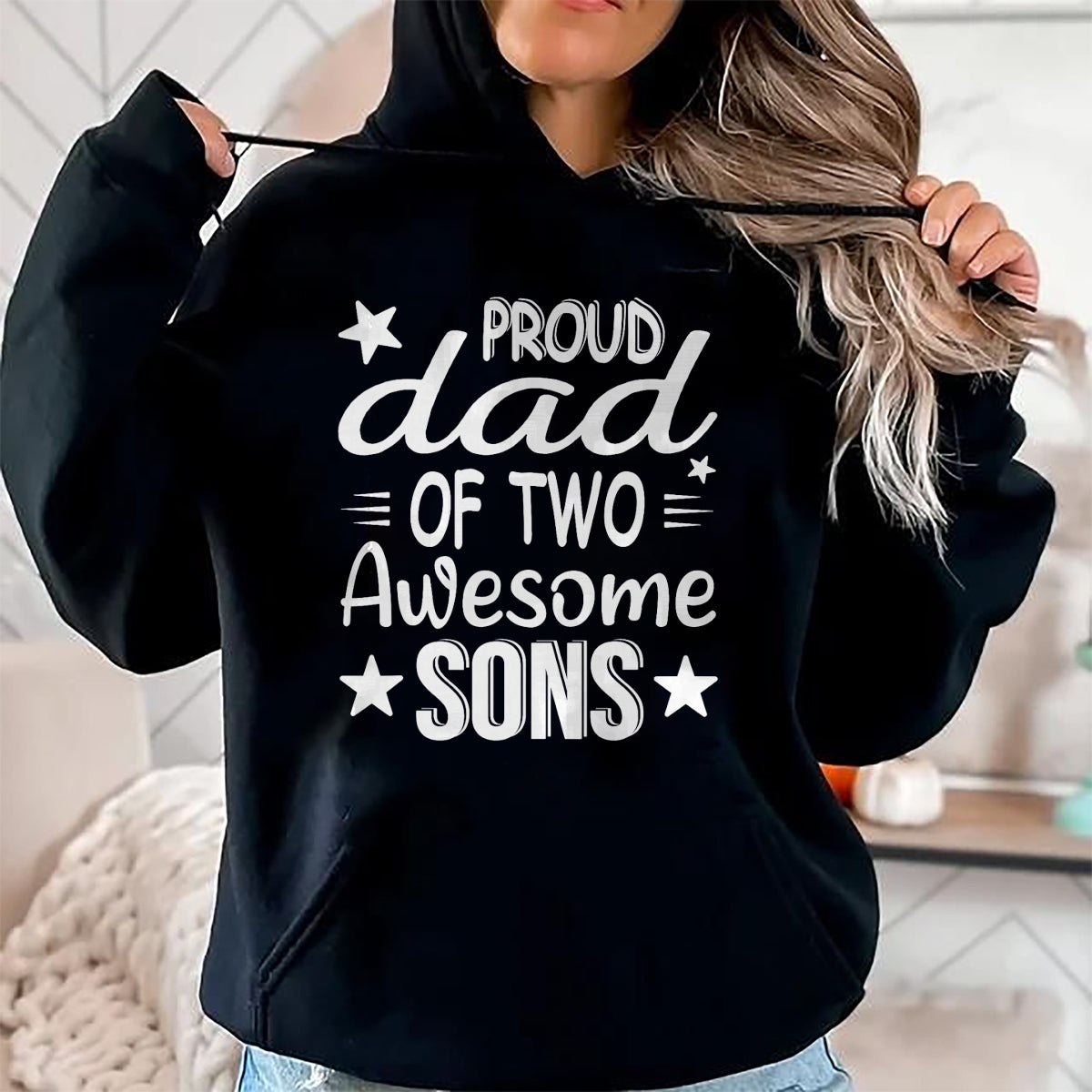 Men Dad Of 2 Boys Two Sons Father's Day T-Shirt - Gift From Dad Unisex T-Shirt/Hoodie - NGHL00 (SKUT-2310EMAILDS-37)