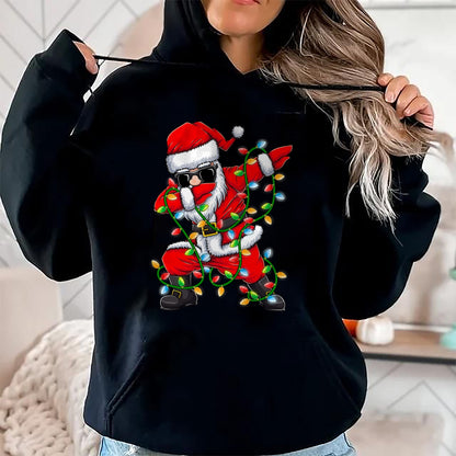 Dabbing Santa Xmas Lights Girls Boys Kids Christmas Gifts T-Shirt - Christmas Unisex T-Shirt/Hoodie/Sweatshirt - NGHL00