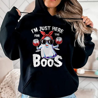 I'm Just Here For The Boos Halloween Women Ghost Cute Funny T-Shirt - Halloween Unisex T-Shirt/Hoodie - NGHL00