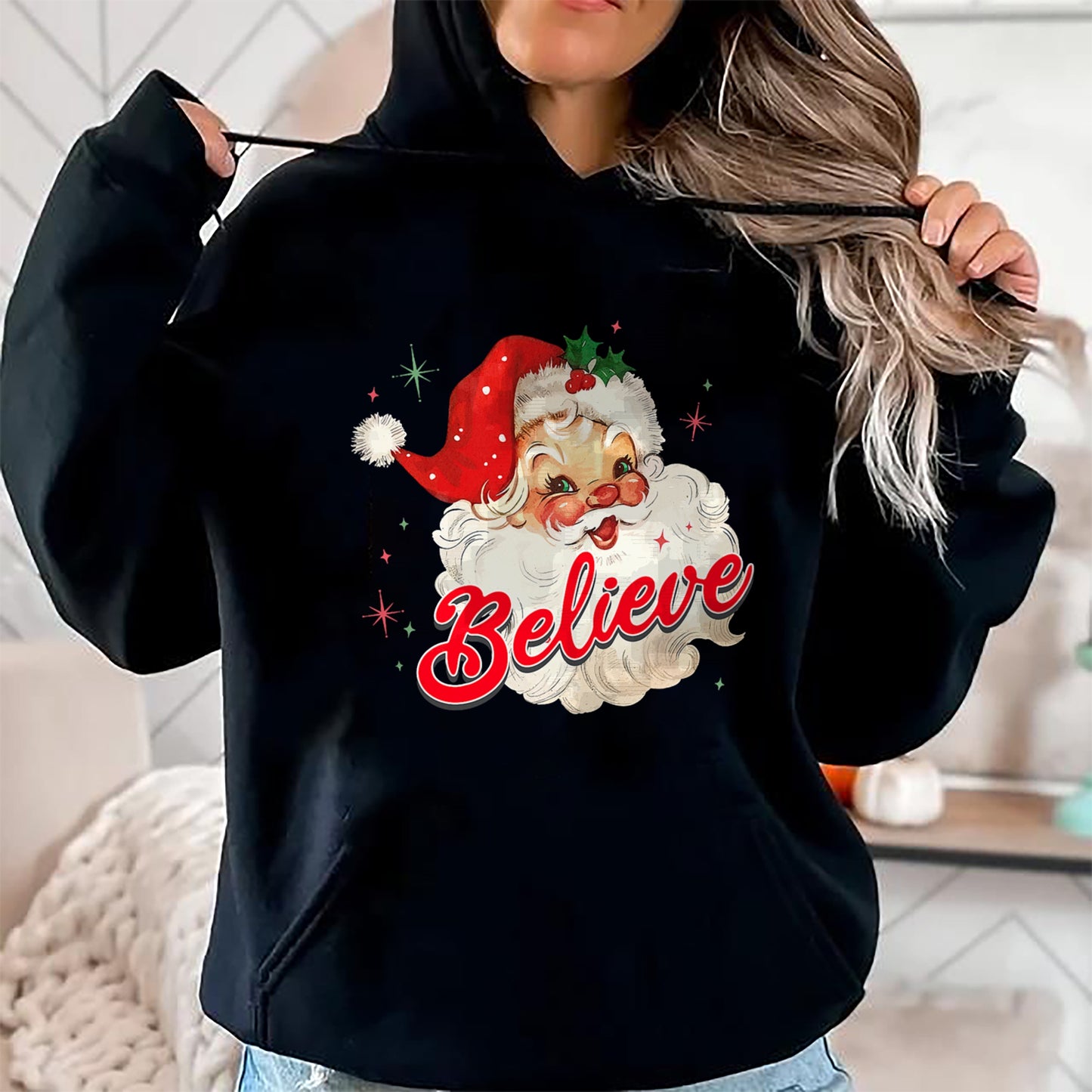 Vintage Santa Claus Believe Christmas Women Boys Girls T-Shirt - Christmas Unisex T-Shirt/Hoodie/Sweatshirt - NGHL00