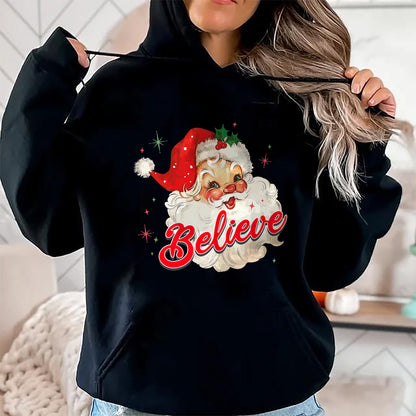 Vintage Santa Claus Believe Christmas Women Boys Girls T-Shirt - Christmas Unisex T-Shirt/Hoodie/Sweatshirt - NGHL00