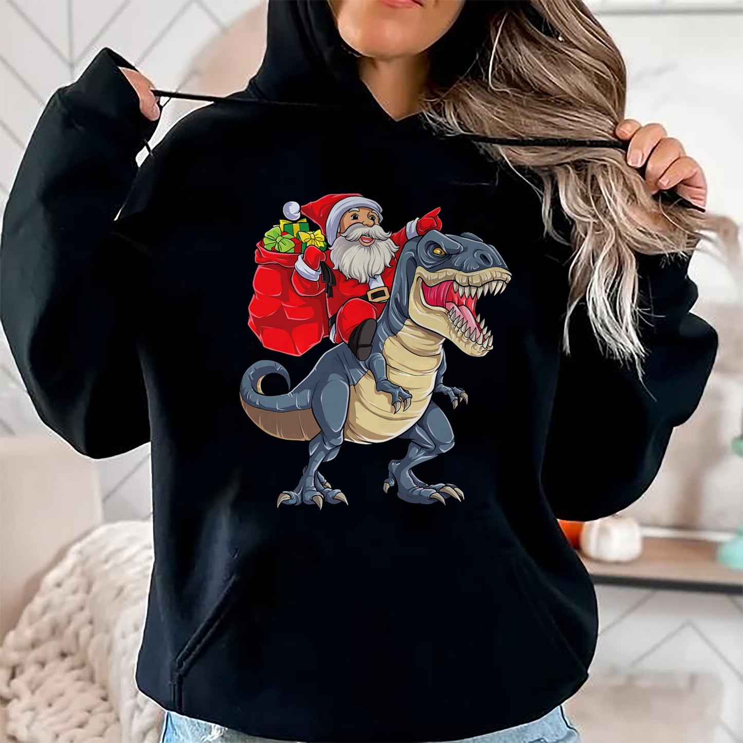 Dinosaur T rex Christmas Santa Boys Men Girls Xmas Squad T-Shirt - Christmas Unisex T-Shirt/Hoodie/Sweatshirt - NGHL00