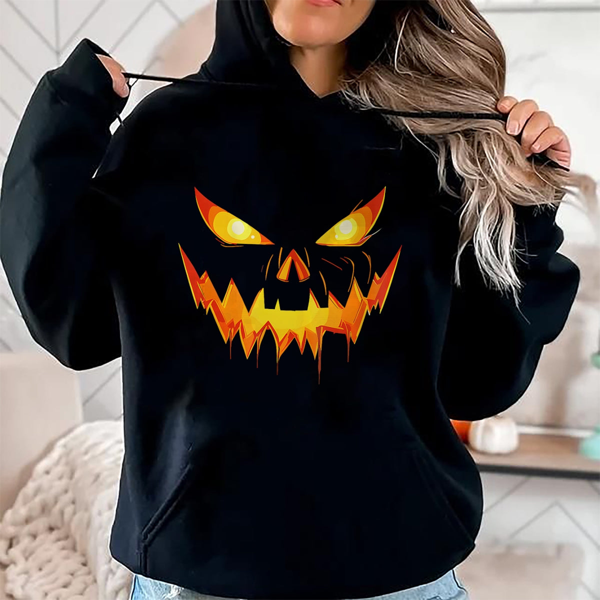 Scary Pumpkin Jack O Lantern Face Halloween Men Boys Kids T-Shirt - Halloween Unisex T-Shirt/Hoodie - NGHL00
