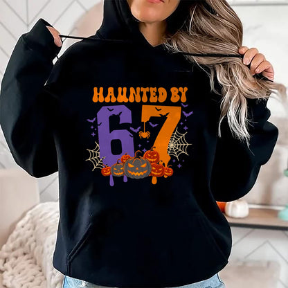 Haunted by 67 – Funny Six Seven Meme 6 7 Halloween Costume T-Shirt  - Halloween Unisex T-Shirt/Hoodie - NGHL00
