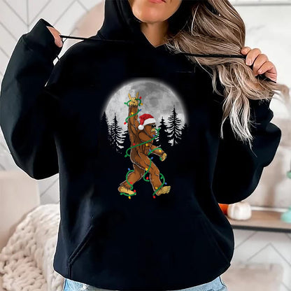 Bigfoot Santa Christmas Tree Lights Funny Xmas Sasquatch Long Sleeve T-Shirt - Christmas Unisex T-Shirt/Hoodie/Sweatshirt - NGHL00