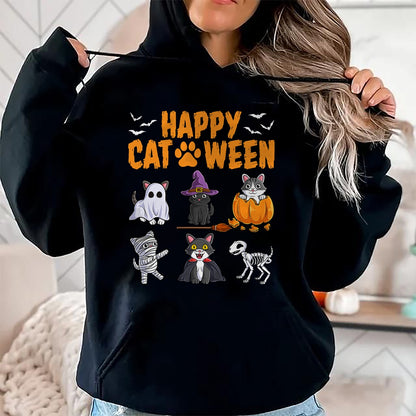 Cats Halloween Spooky Holiday Cute Kitten Cat Halloween T-Shirt - Halloween Unisex T-Shirt/Hoodie - NGHL00
