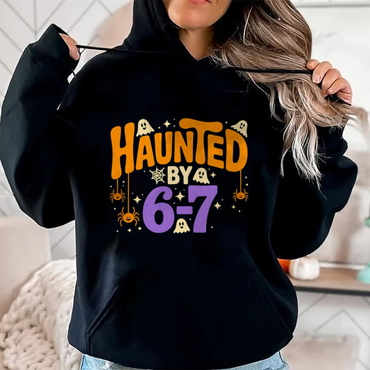 Haunted by 6-7 Halloween Ghosts and Spiders Design T-Shirt  - Halloween Unisex T-Shirt/Hoodie - NGHL00