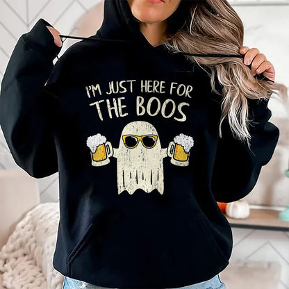 Im Just Here for the Boos Funny Gift Halloween Ghost T-Shirt - Halloween Unisex T-Shirt/Hoodie - NGHL00
