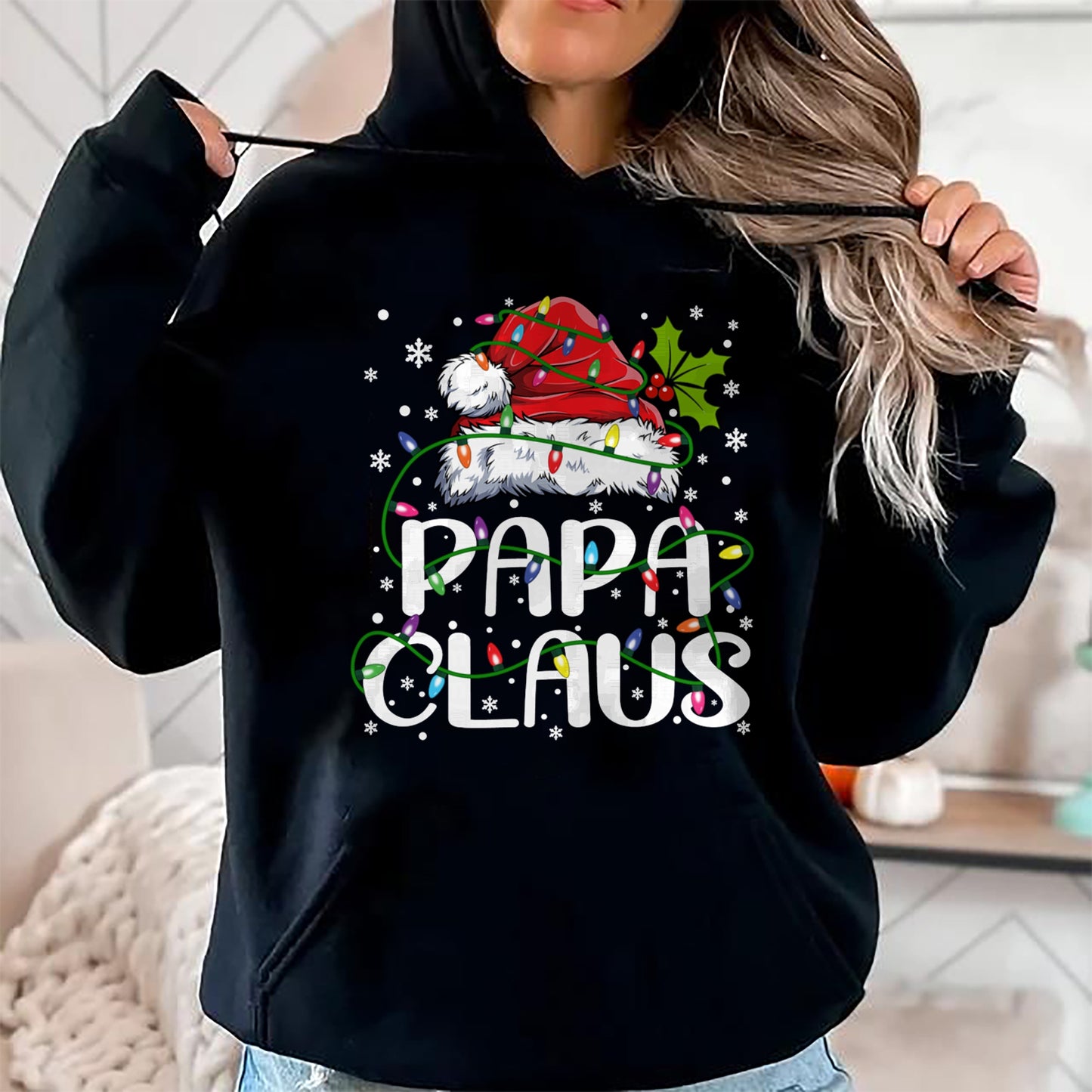 Papa Claus Christmas Lights Pajama Family Matching T-Shirt - Christmas Unisex T-Shirt/Hoodie/Sweatshirt - NGHL00