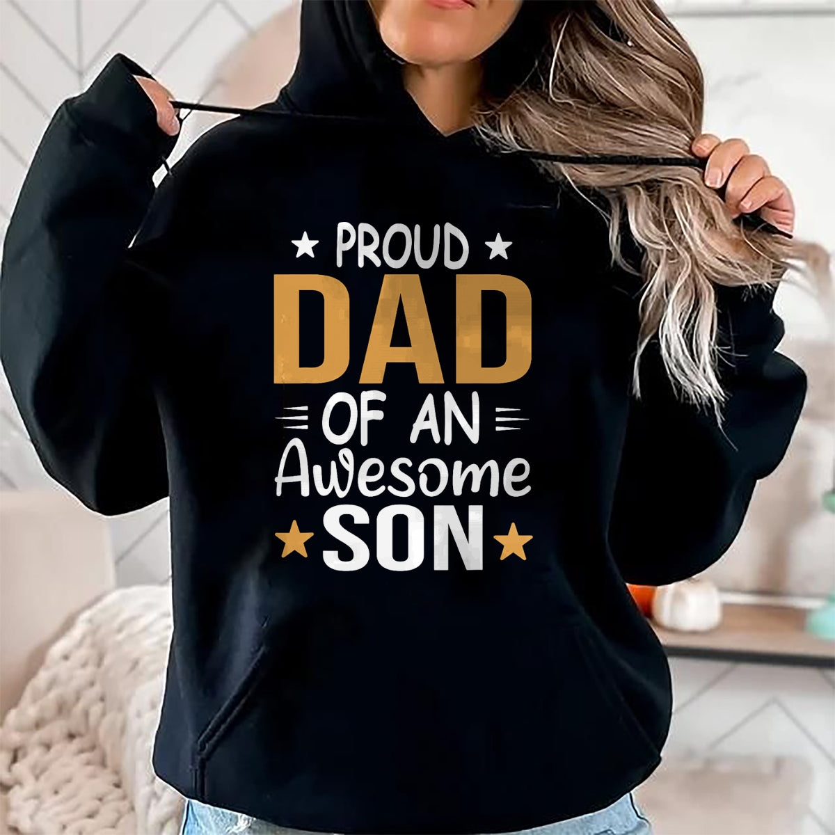Men Proud Dad Of A Boy An Awesome Son Father's Day T-Shirt - Gift From Dad Unisex T-Shirt/Hoodie - NGHL00 (SKUT-2310EMAILDS-38)