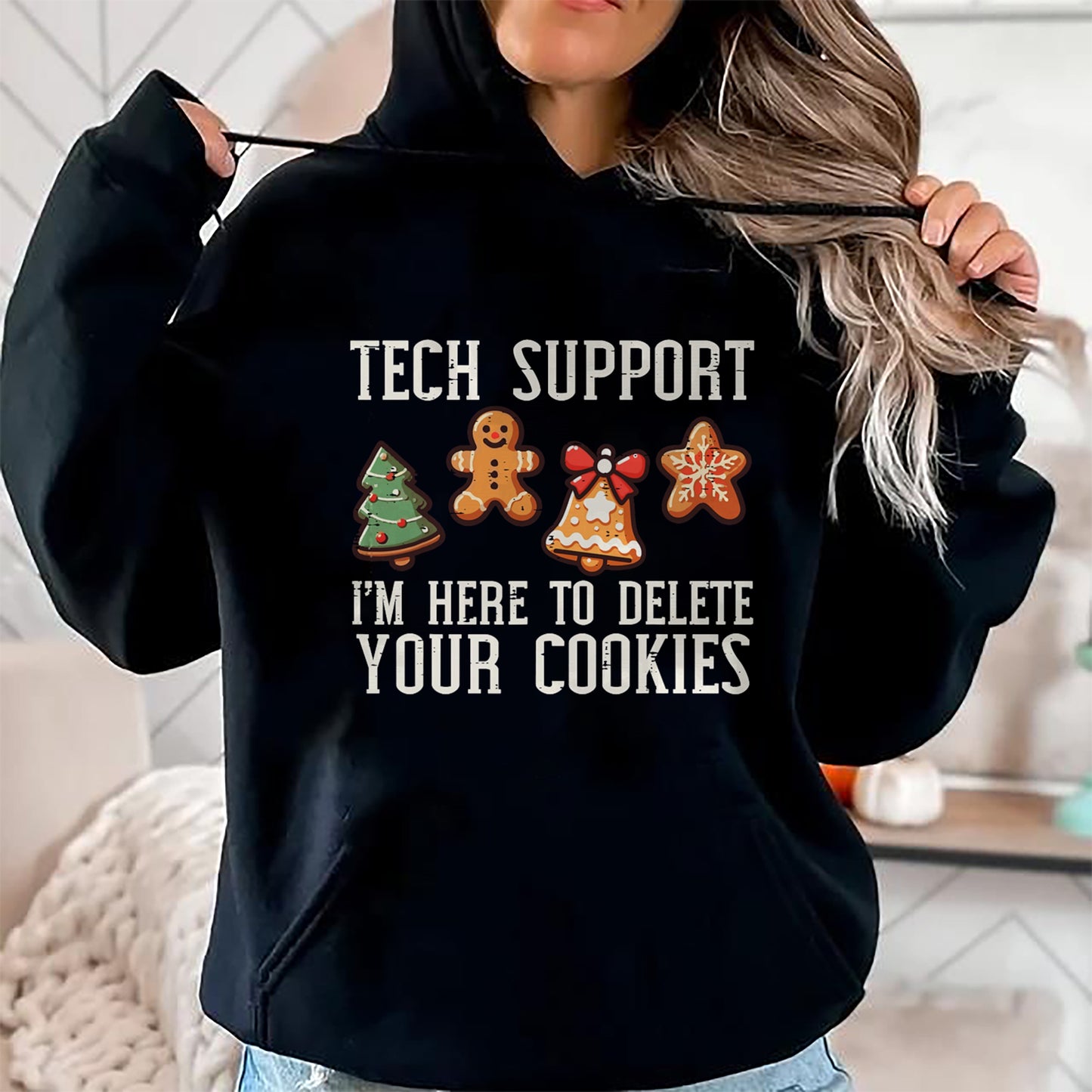 Christmas Tech Support Here To Delete Cookies Xmas Men Women T-Shirt - Christmas Unisex T-Shirt/Hoodie/Sweatshirt - NGHL00