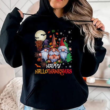Happy Hallothanksmas Gnomes Lover Halloween Merry Christmas T-Shirt - Christmas Unisex T-Shirt/Hoodie/Sweatshirt - NGHL00