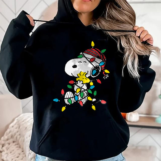 Peanuts - Snoopy Woodstock Christmas Lights T-Shirt - Christmas Unisex T-Shirt/Hoodie/Sweatshirt - NGHL00