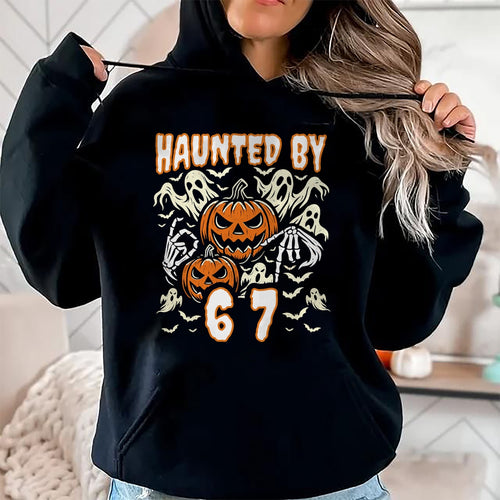 Funny Six Seven Meme Gen Alpha Haunted by 67 Halloween T-Shirt - Halloween Unisex T-Shirt/Hoodie - NGHL00