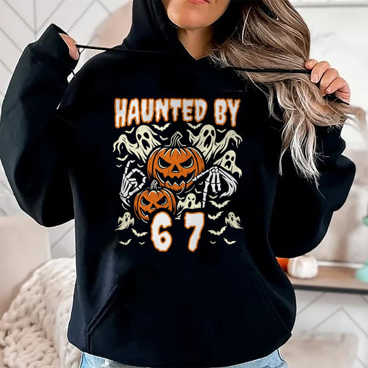 Funny Six Seven Meme Gen Alpha Haunted by 67 Halloween T-Shirt - Halloween Unisex T-Shirt/Hoodie - NGHL00