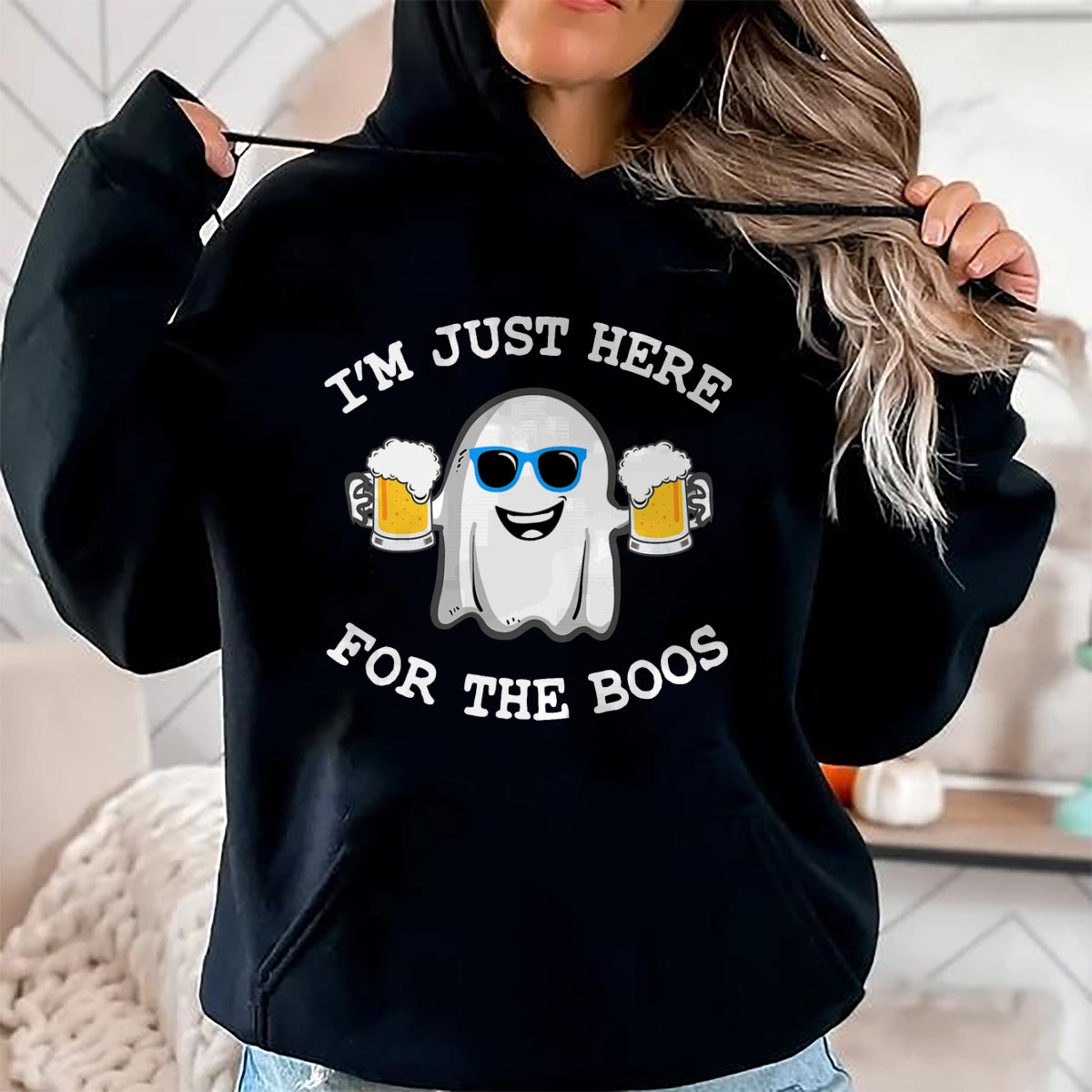 Funny Halloween I'm just here for the boos costume gift T-Shirt - Halloween Unisex T-Shirt/Hoodie - NGHL00