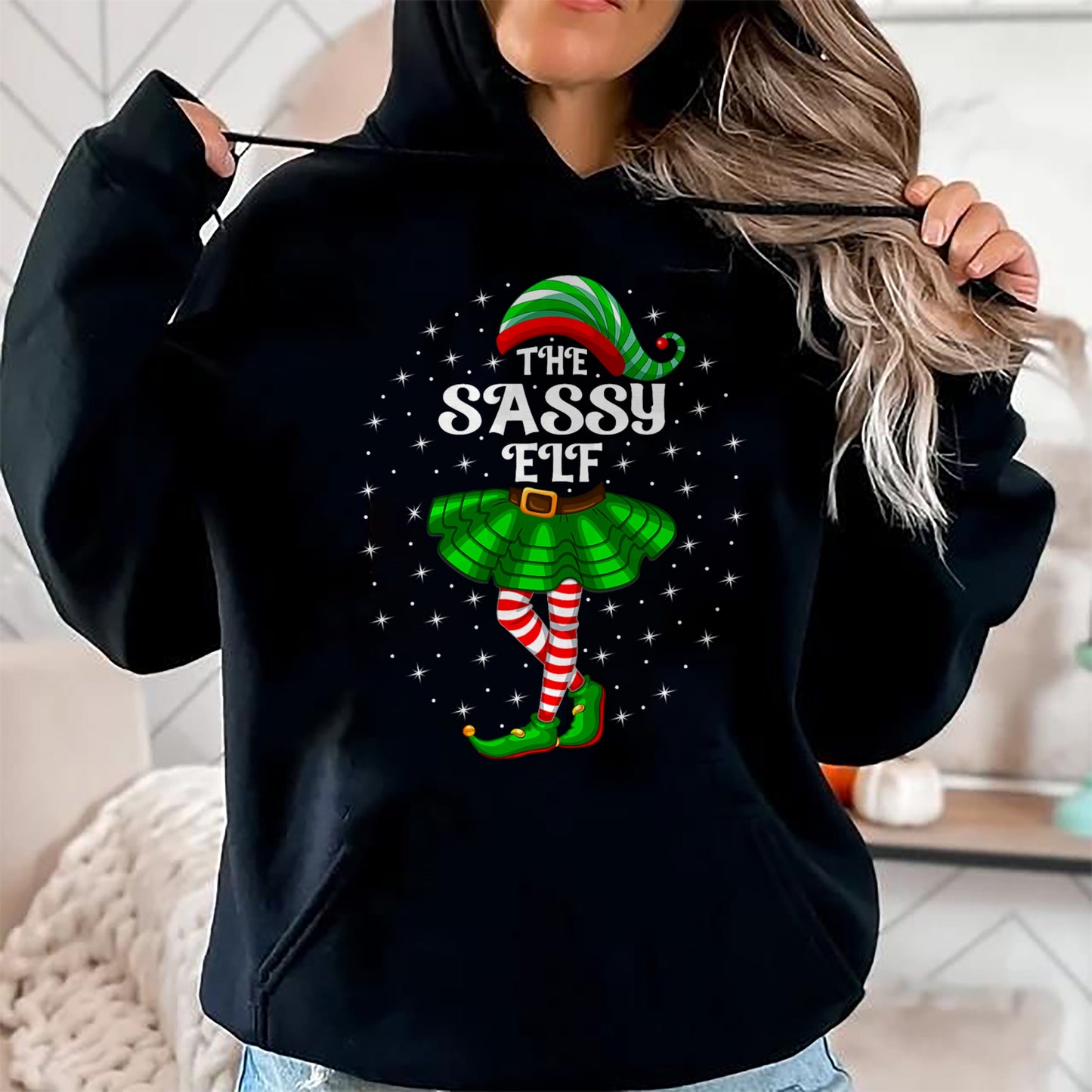 Xmas Family Matching Women Girls Mom The Sassy Elf Christmas T-Shirt - Christmas Unisex T-Shirt/Hoodie/Sweatshirt - NGHL00