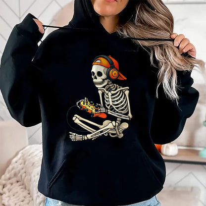 Halloween Skeleton Gamer Video Gaming Boys Men Kids Tees T-Shirt - Halloween Unisex T-Shirt/Hoodie - NGHL00