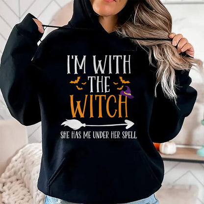 I'm With The Witch Funny Halloween Couples Costume T-Shirt - Halloween Unisex T-Shirt/Hoodie - NGHL00