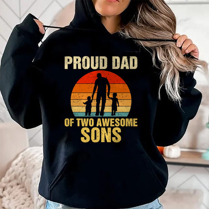 Proud Dad Of Two Awesome Sons Dad of 2 Two Boys Best Father T-Shirt - Gift From Dad Unisex T-Shirt/Hoodie - NGHL00 (SKUT-2310EMAILDS-43)