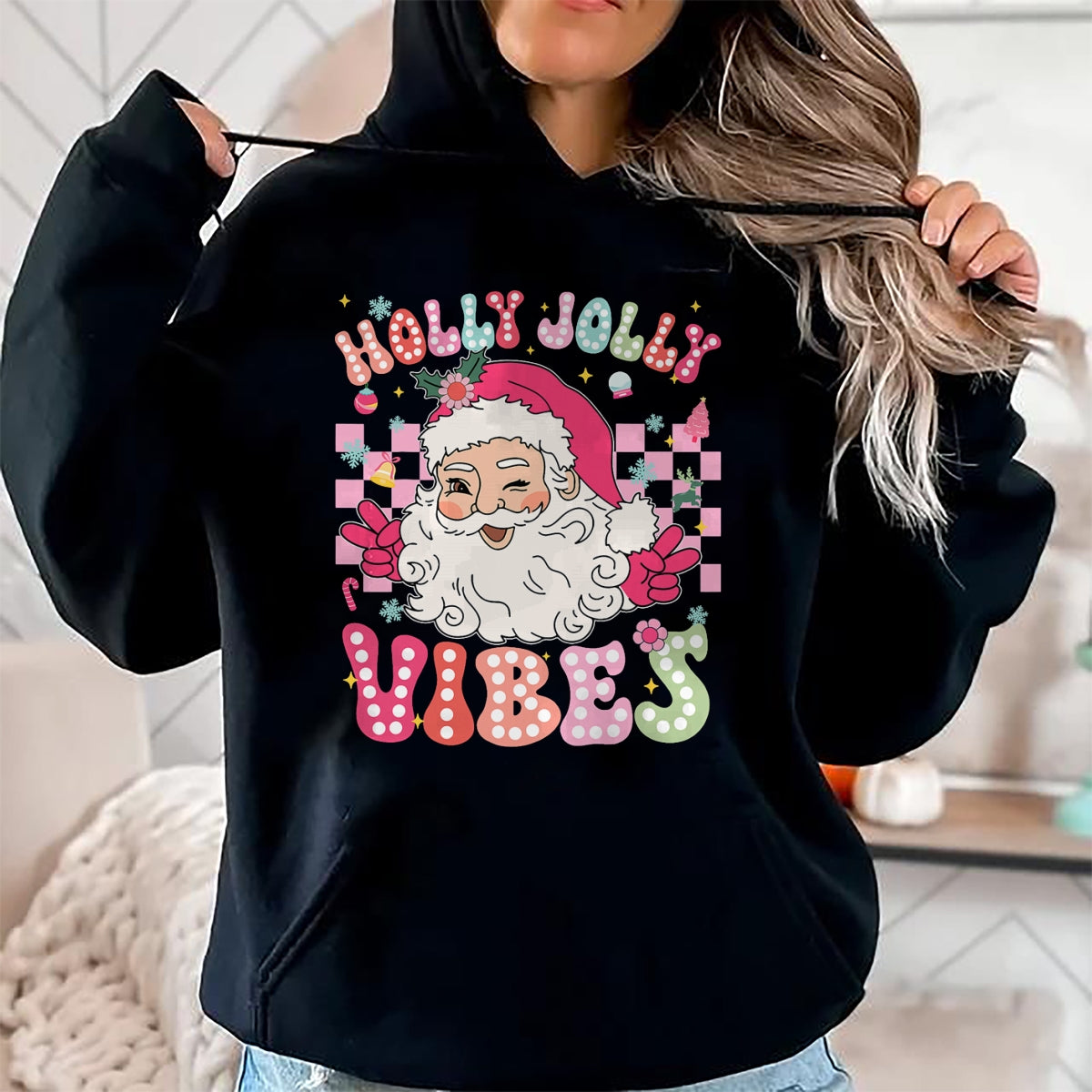 Groovy Cute Santa Claus Christmas Vibes Xmas Girls Womens T-Shirt - Christmas Unisex T-Shirt/Hoodie/Sweatshirt - NGHL00