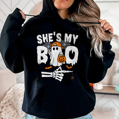 He's My Boo Matching Couple Halloween Couples She's My Boo T-Shirt - Halloween Unisex T-Shirt/Hoodie - NGHL00
