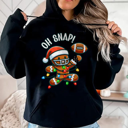 Funny Gingerbread Man Pajamas & PJs Xmas Holiday Oh Snap Gingerbreadman Christmas Football T-Shirt - Christmas Unisex T-Shirt/Hoodie/Sweatshirt - NGHL00