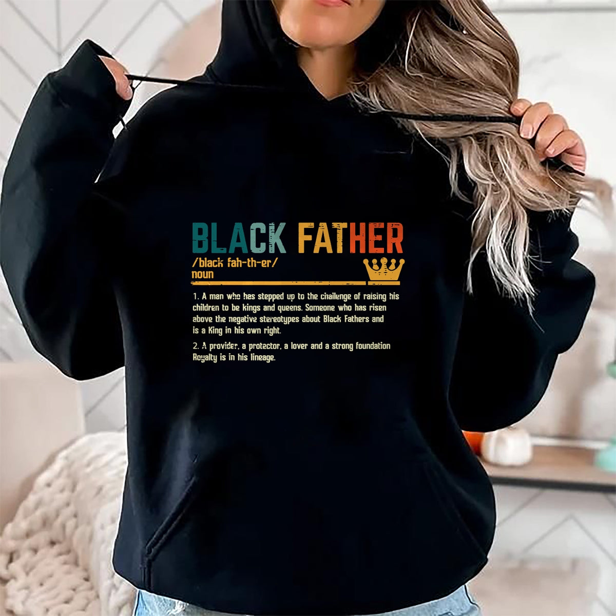 Fathers Day Black Father Definition African American Dad T-Shirt - Gift From Dad Unisex T-Shirt/Hoodie - NGHL00 (SKUT-2310EMAILDS-28)