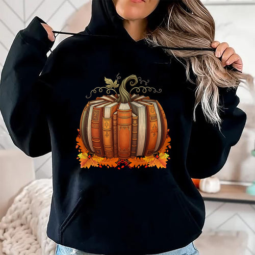 Fall Book Pumpkin Retro Reading Teacher Books Lover T-Shirt - Halloween Unisex T-Shirt/Hoodie - NGHL00