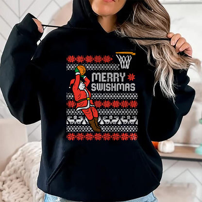 Merry Swishmas Basketball Ugly Christmas Xmas Men Boys Kids T-Shirt - Christmas Unisex T-Shirt/Hoodie/Sweatshirt - NGHL00