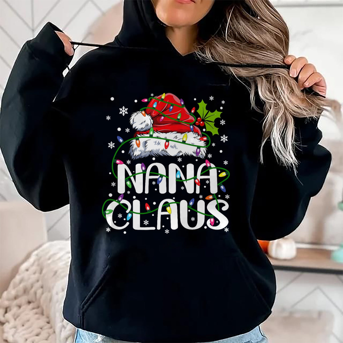 Nana Claus Christmas Lights Pajama Family Matching T-Shirt - Christmas Unisex T-Shirt/Hoodie/Sweatshirt - NGHL00