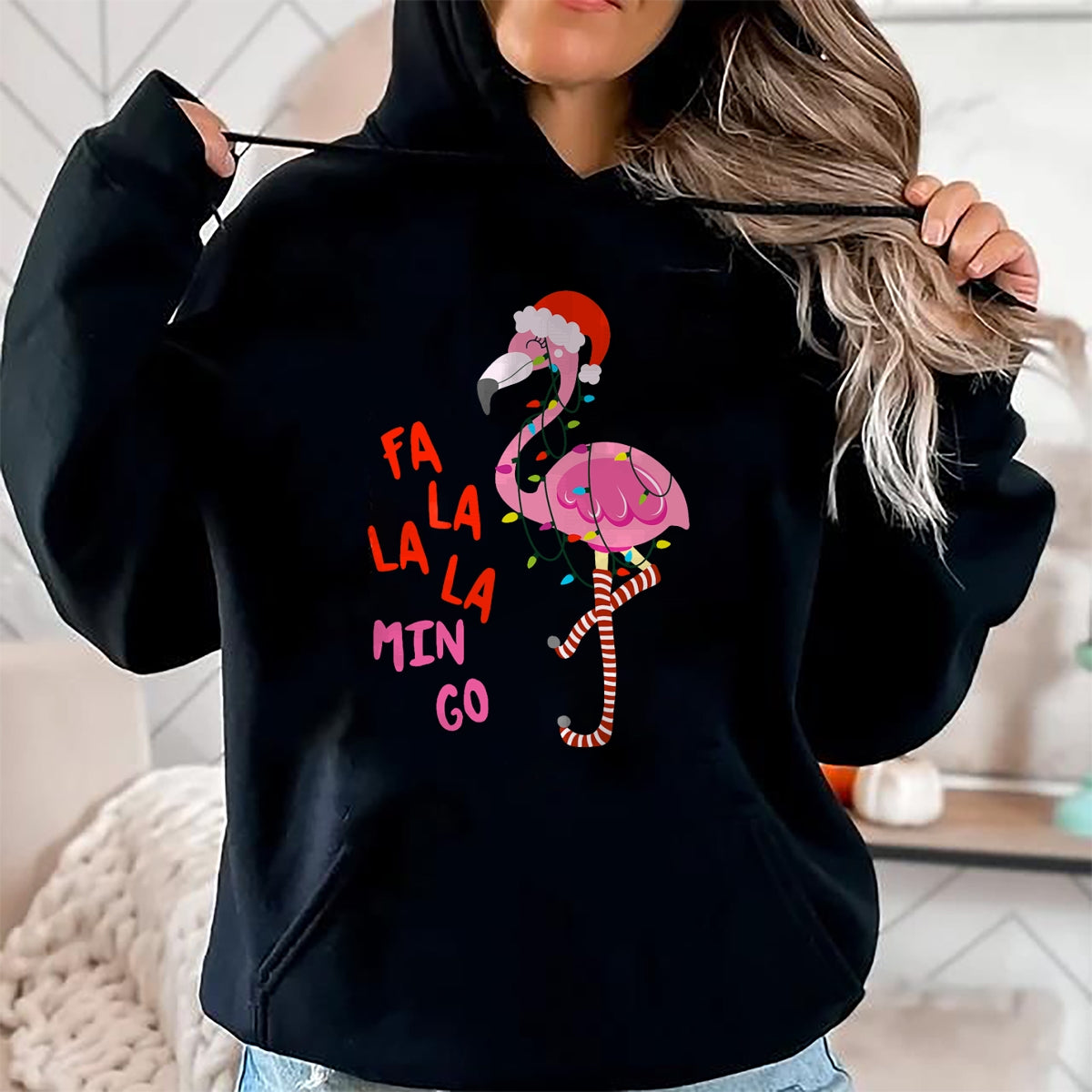 Fa La La Mingo Flamingo Christmas Tropical Xmas Tree Lights T-Shirt - Christmas Unisex T-Shirt/Hoodie/Sweatshirt - NGHL00