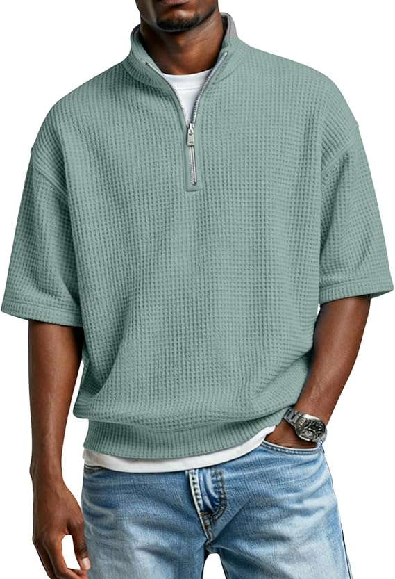 Waffle Knit Quarter-Zip