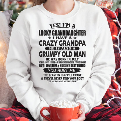 JULY - LUCKY GRANDDAUGHTER OF CRAZY GRANDPA - PERFECT GIFT FOR YOUR GRANDDAUGHTER FROM GRANDPA - DTSM07 (SKU10-150-07)