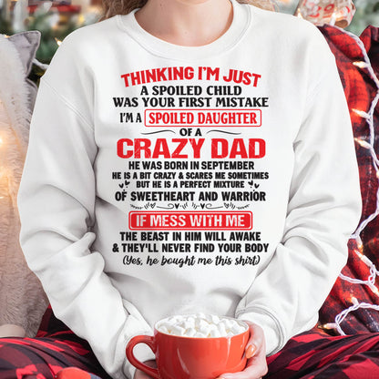 September - Spoiled Daughter of a Crazy Dad - Perfect Gift From Dad - NGHL09 (SKU12-04-09)
