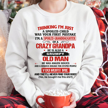Spoiled Granddaughter of a Crazy Grandpa Shirt – Birthday Gift from Grandpa / Man - NGHL00 (SKU12-200-00)