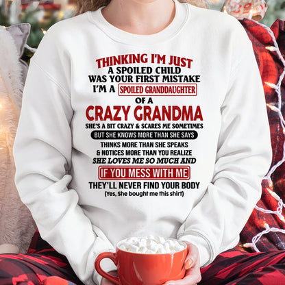 I'M A SPOILED GRANDDAUGHTER OF A CRAZY GRANDMA - From Grandma - NGHL00 (SKU-GMD1-NTT00)