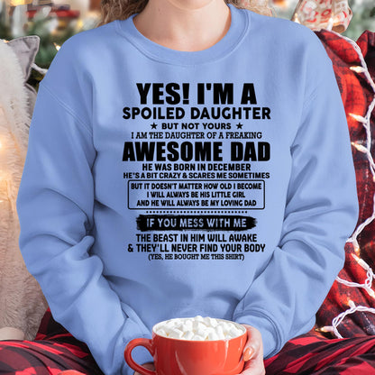 December - I'm Spoiled Daughter - Gift for Daughter from Dad - NGHL12 (SKU-TDD1206-12)