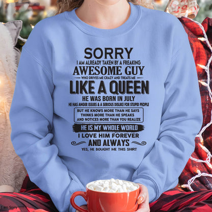 July - Sorry I am already taken by a freaking awesome guy - Gift for Wife From Husband - NGHL07 (SKU08-25-07)