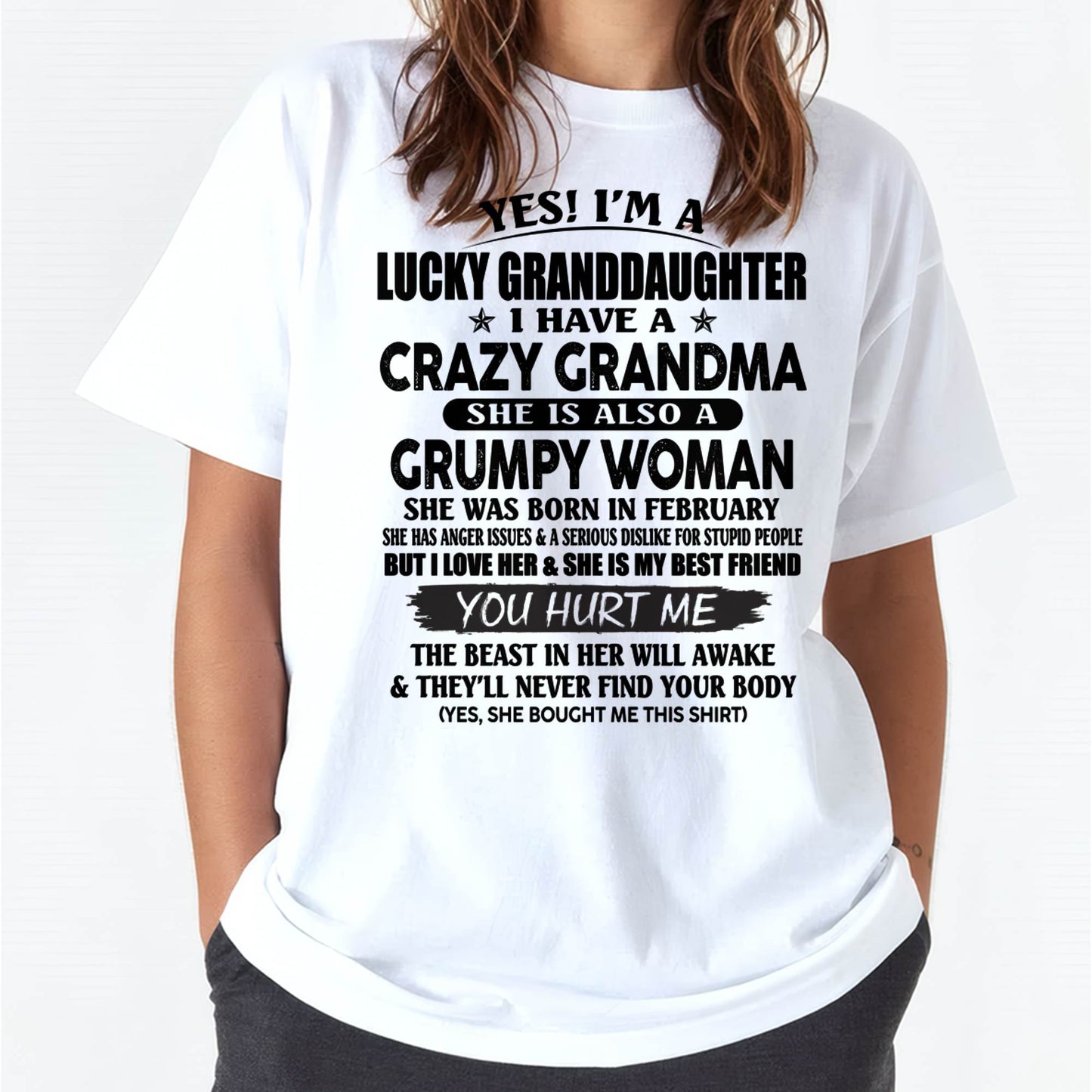 FEBRUARY - LUCKY GRANDDAUGHTER OF CRAZY GRANDMA - PERFECT GIFT FROM GRANDMA - NGHL02 (SKU12-146-02)