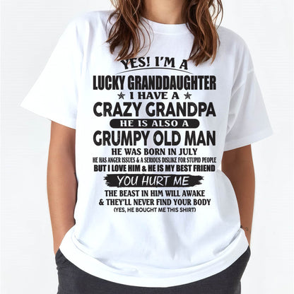 JULY - LUCKY GRANDDAUGHTER OF CRAZY GRANDPA - PERFECT GIFT FOR YOUR GRANDDAUGHTER FROM GRANDPA - DTSM07 (SKU10-150-07)
